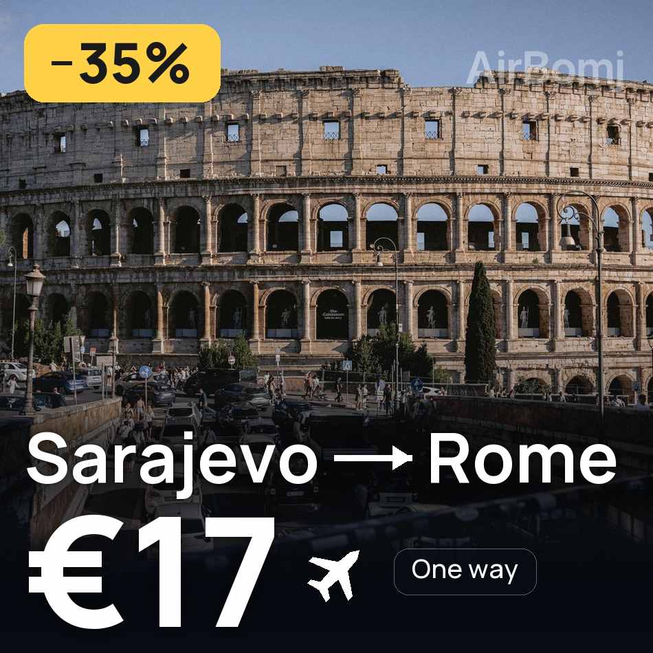 Biglietto aereo: Sarajevo — Roma, €17