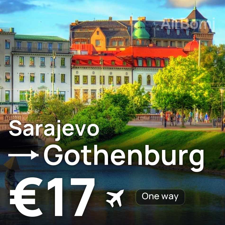 Biglietto aereo: Sarajevo — Göteborg, €17