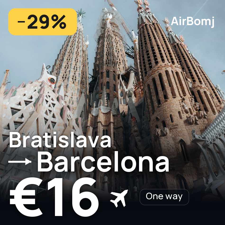 تذكرة طيران: براتيسلافا — برشلونة، €16
