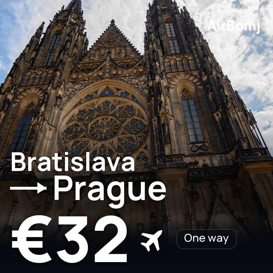 تذكرة طيران: براتيسلافا — براغ، €32