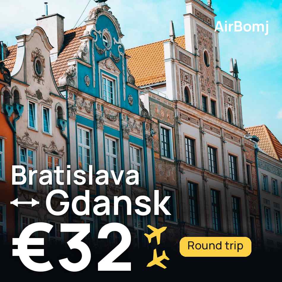 تذكرة طيران: براتيسلافا — جدانسك، €32