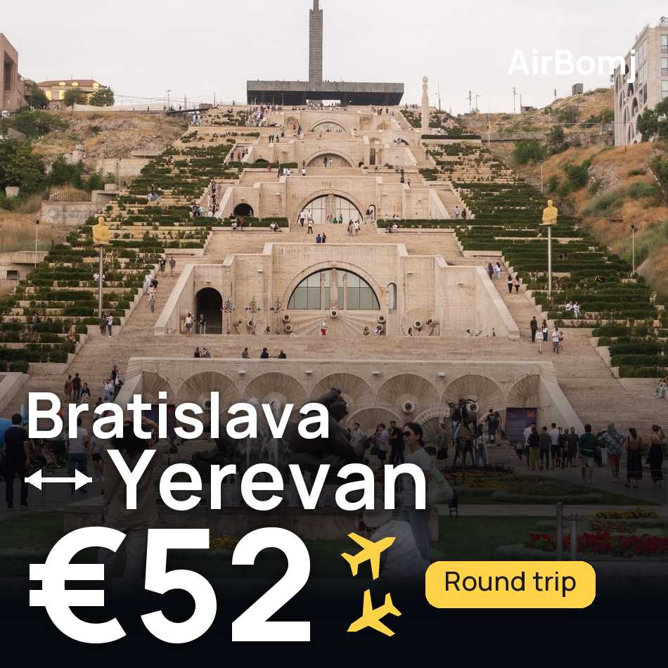 تذكرة طيران: براتيسلافا — يريفان، €52