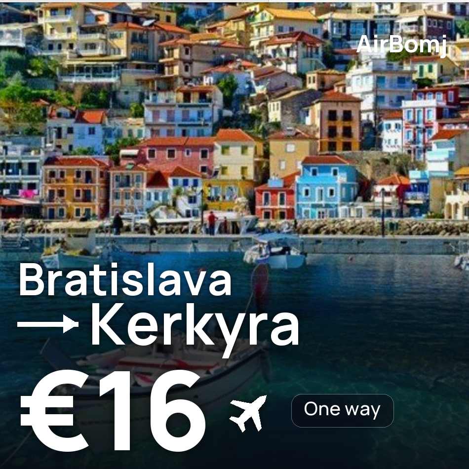 تذكرة طيران: براتيسلافا — كورفو، €16