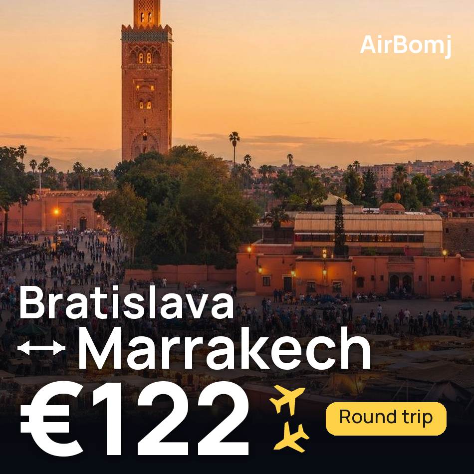 تذكرة طيران: براتيسلافا — مراكش، €122