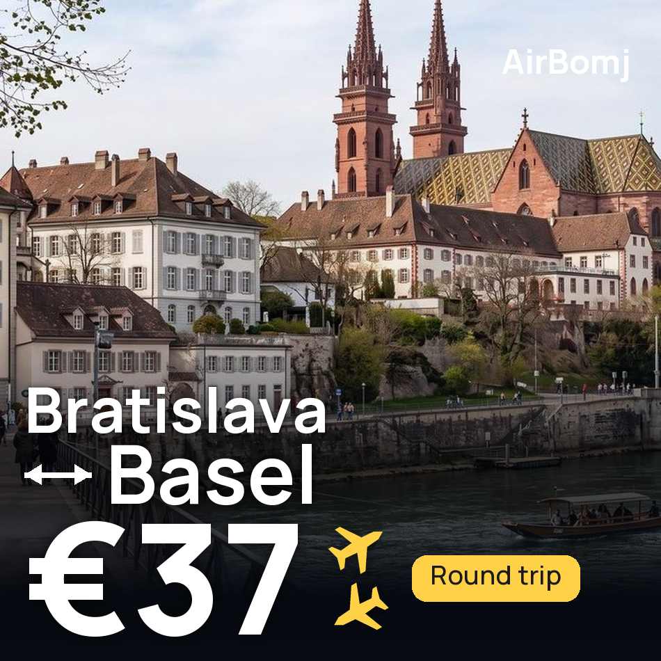 تذكرة طيران: براتيسلافا — بازل، €37