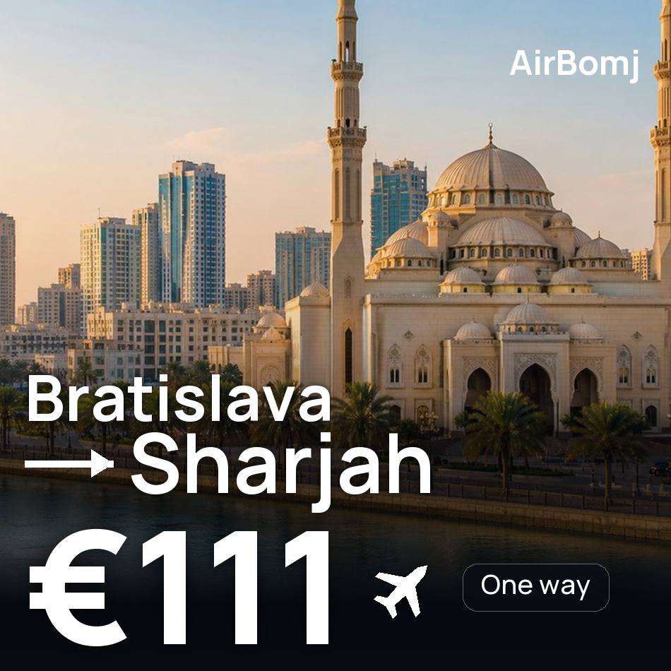 تذكرة طيران: براتيسلافا — الشارقة، €111