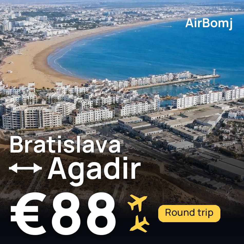 تذكرة طيران: براتيسلافا — أغادير، €88