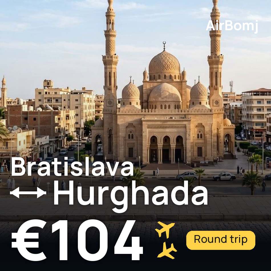 تذكرة طيران: براتيسلافا — الغردقة، €104