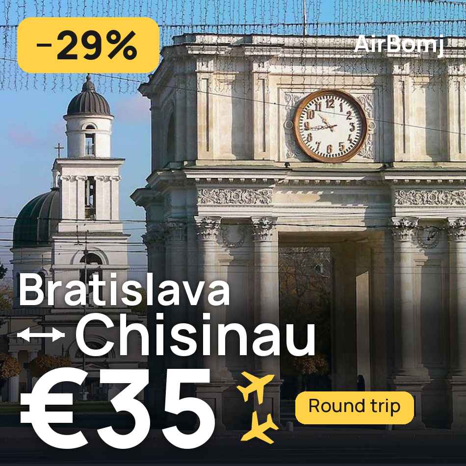 تذكرة طيران: براتيسلافا — كيشيناو، €35
