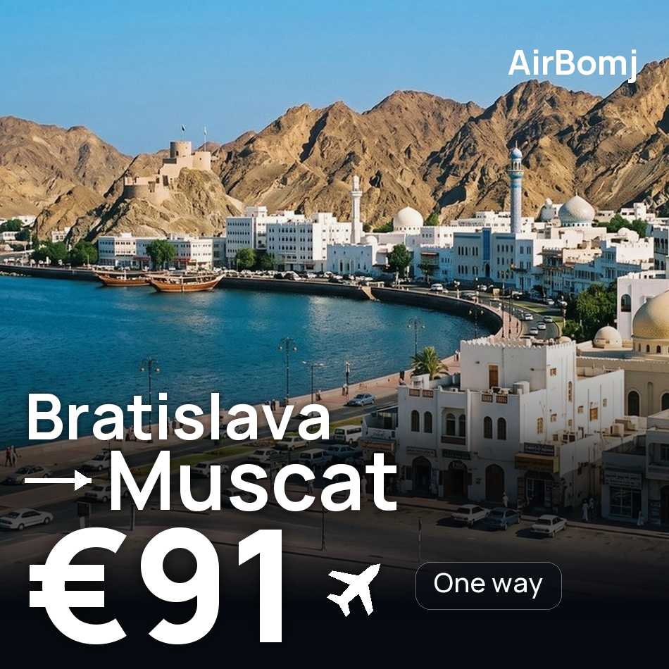 تذكرة طيران: براتيسلافا — مسقط، €91