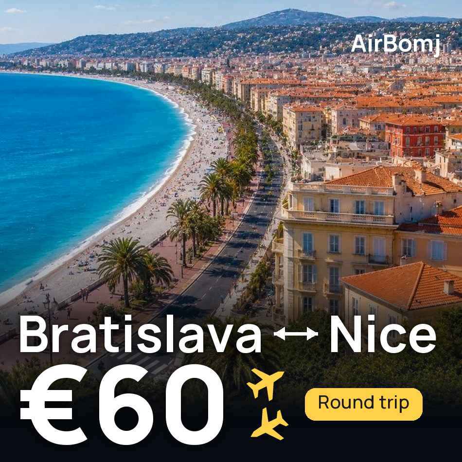 تذكرة طيران: براتيسلافا — نيس، €60