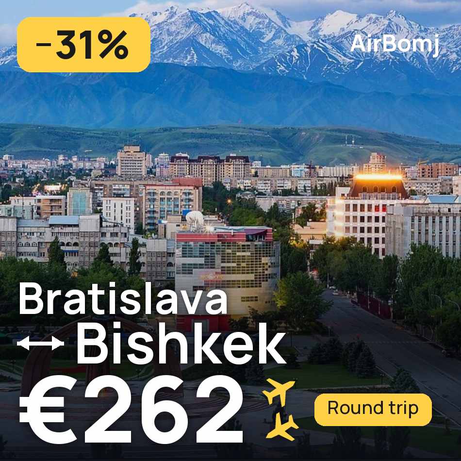 تذكرة طيران: براتيسلافا — بيشكك، €262