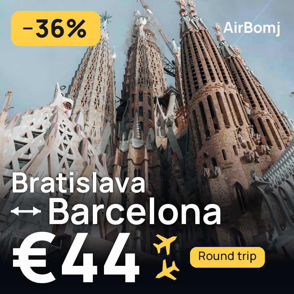 تذكرة طيران: براتيسلافا — برشلونة، €44