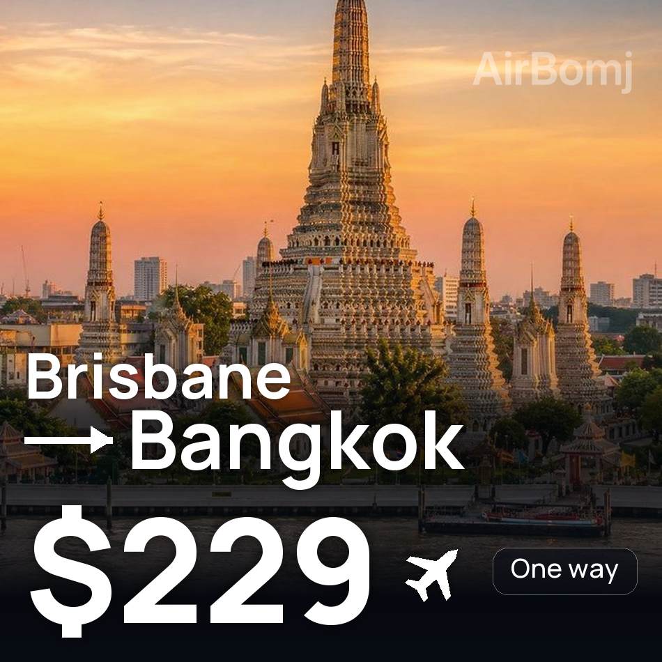 تذكرة طيران: بريزبان — بانكوك، $229