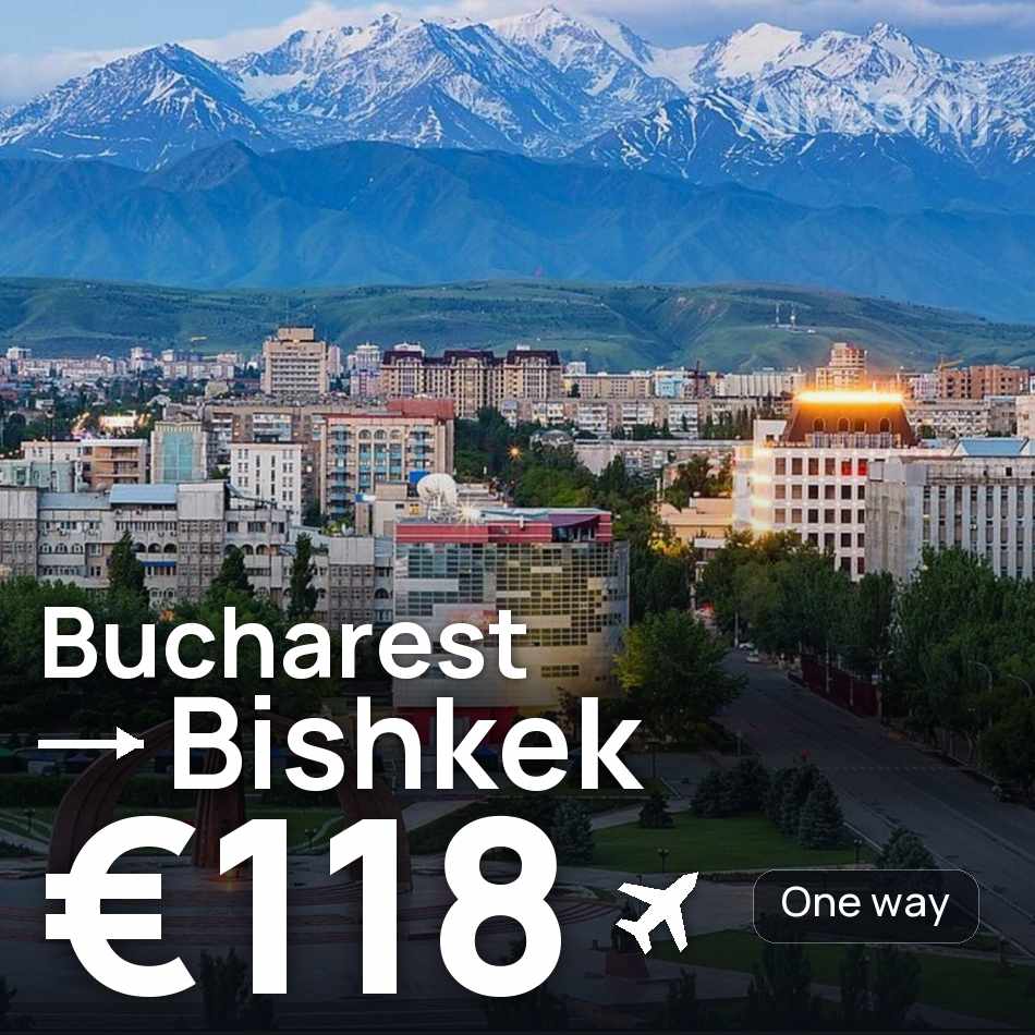 تذكرة طيران: بوخارست — بيشكك، €118