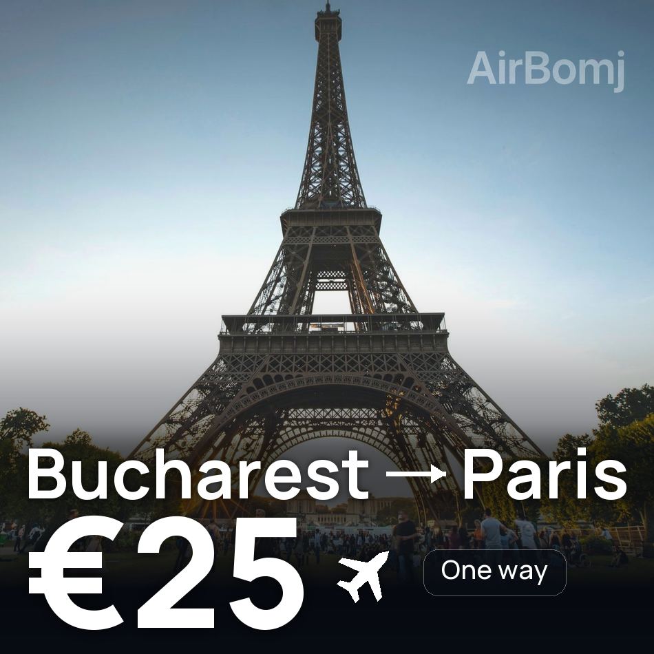 تذكرة طيران: بوخارست — باريس، €25