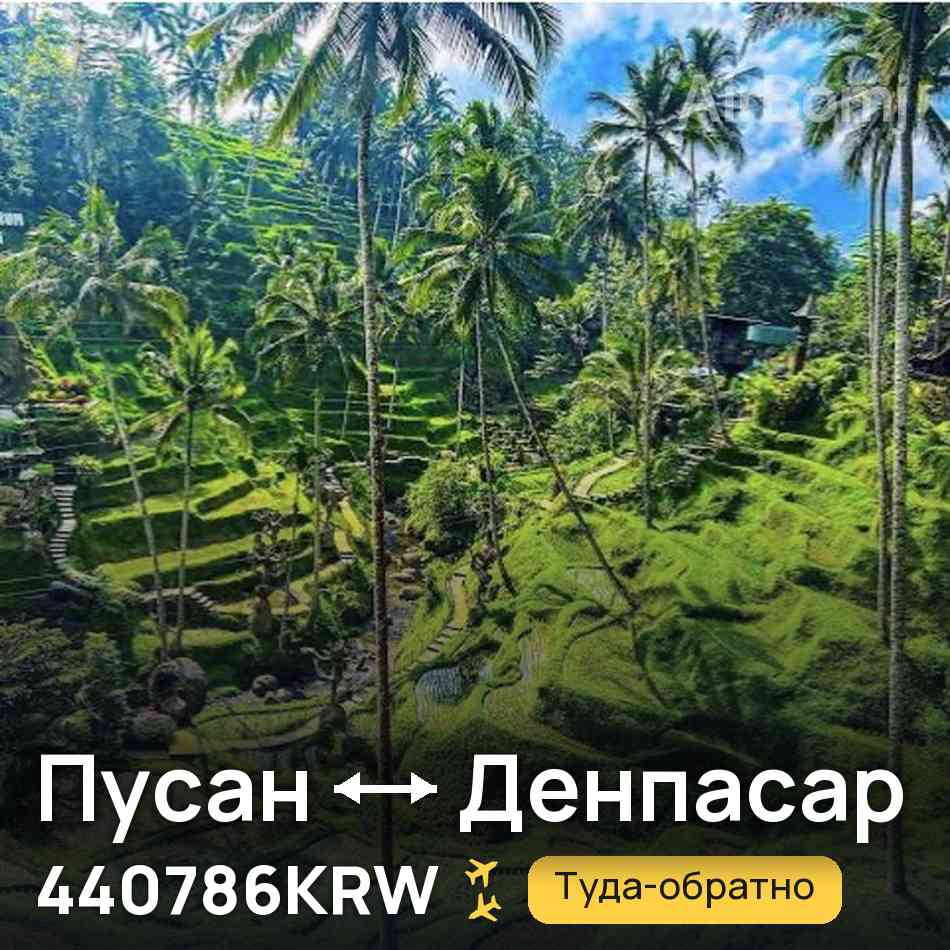 Авиабилет: Пусан — Денпасар (Бали), 440786KRW