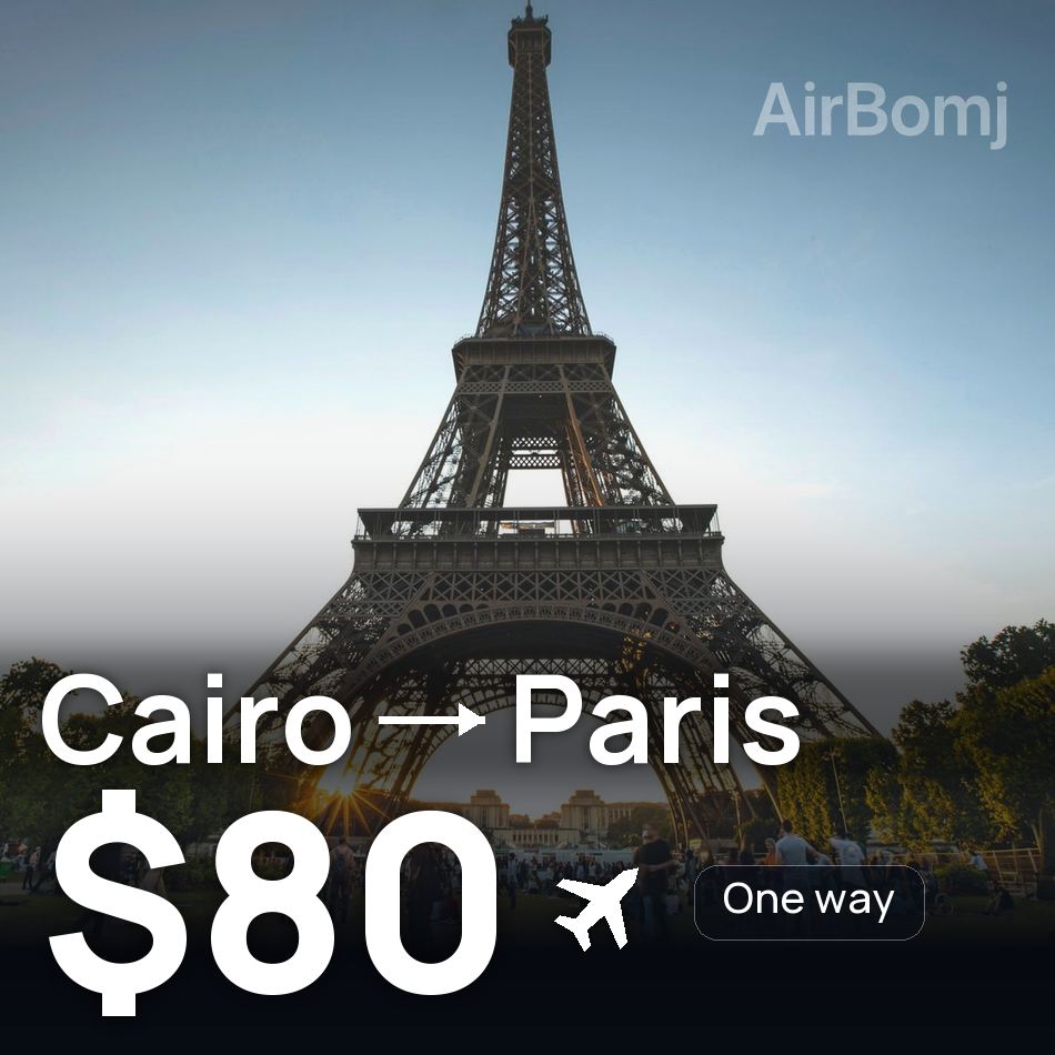 تذكرة طيران: القاهرة — باريس، $80