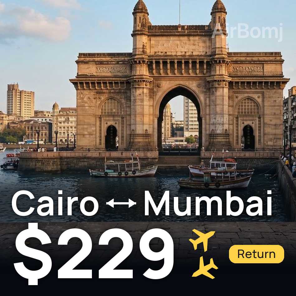 تذكرة طيران: القاهرة — مومباي، $229