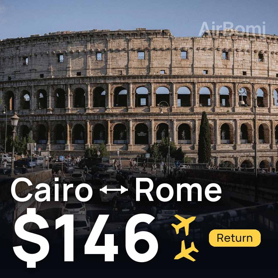 تذكرة طيران: القاهرة — روما، $146