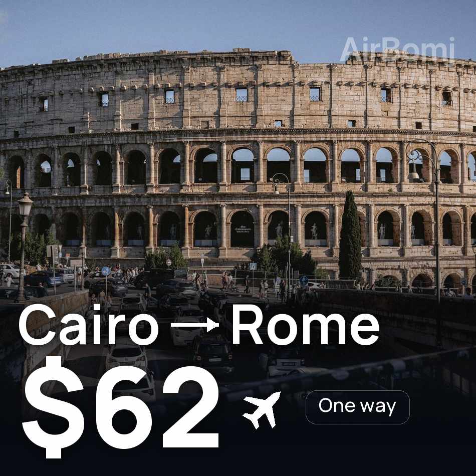 تذكرة طيران: القاهرة — روما، $62