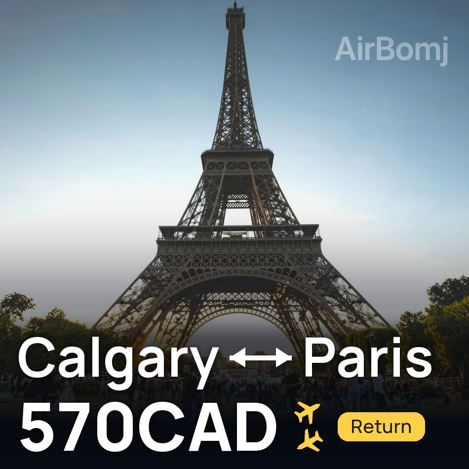 تذكرة طيران: كالجاري — باريس، 570CAD
