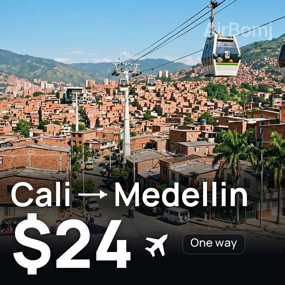 Billet d'avion : Cali — Medellín, $24
