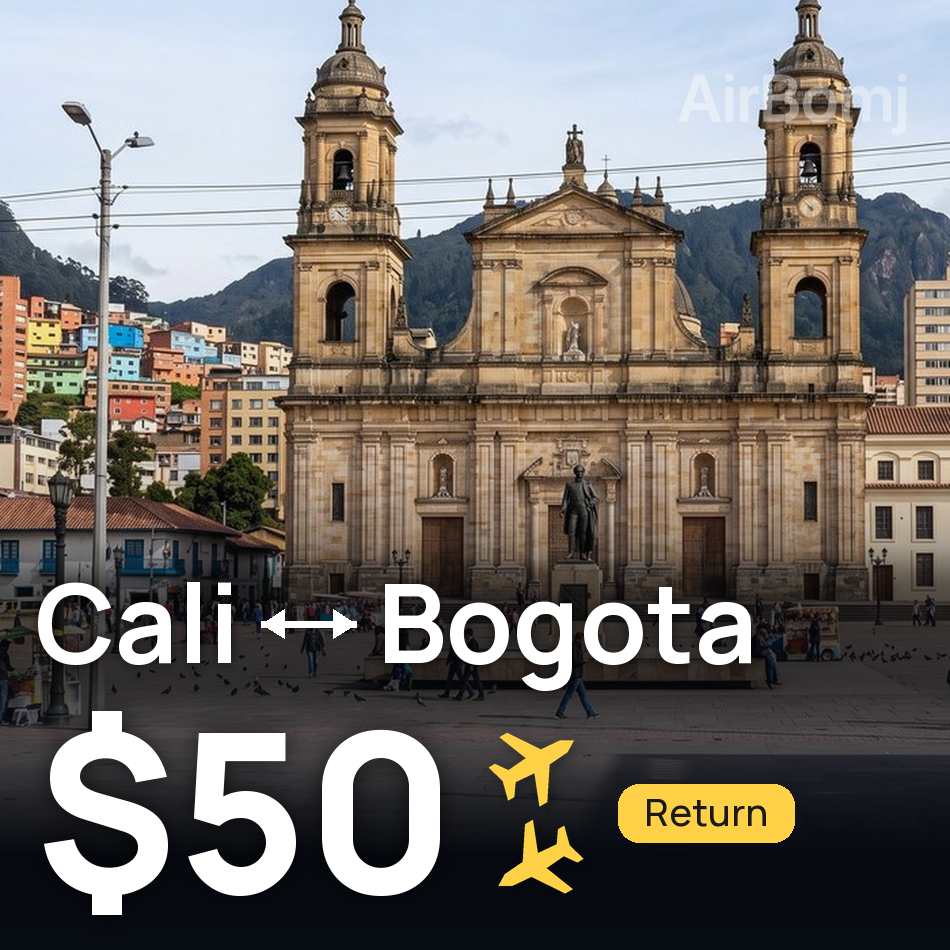 تذكرة طيران: كالي — بوغوتا، $50