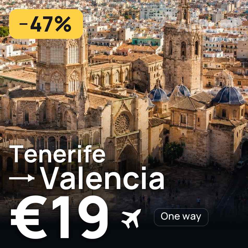 Biglietto aereo: Tenerife — Valencia, €19