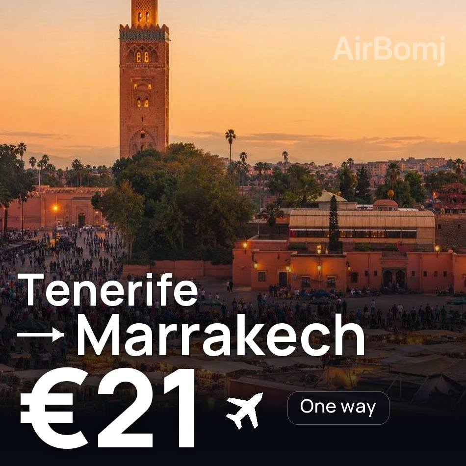 Biglietto aereo: Tenerife — Marrakesh, €21