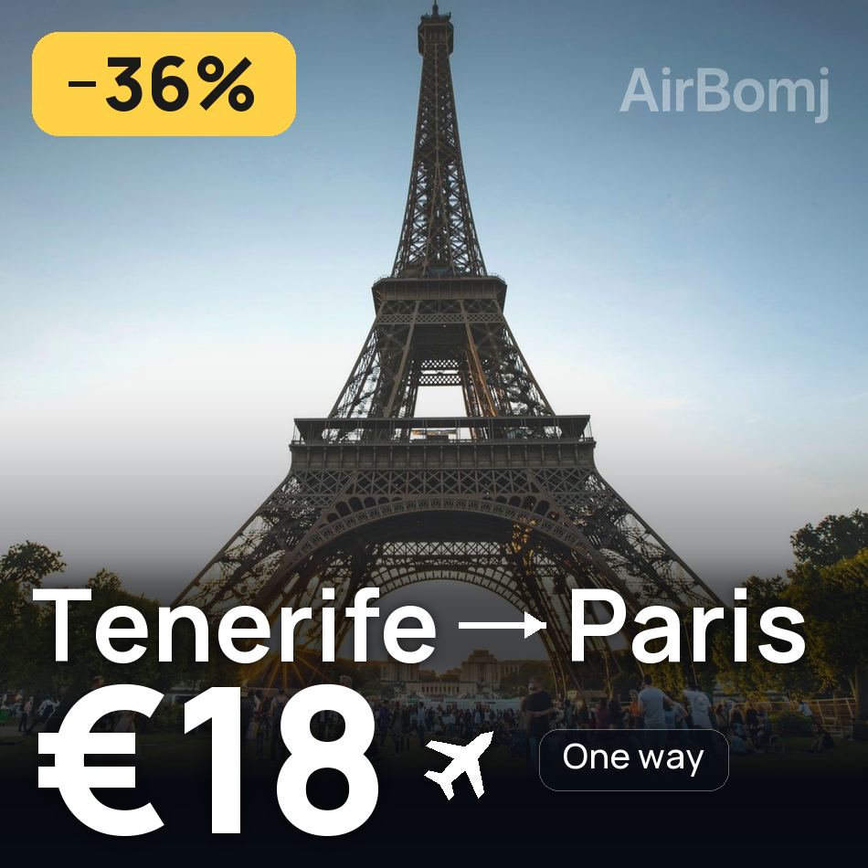 Biglietto aereo: Tenerife — Parigi, €18
