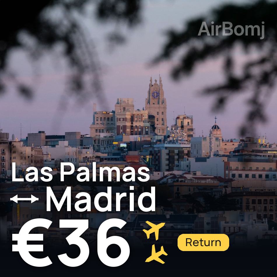 Biglietto aereo: Palmas de Gran Canaria — Madrid, €36
