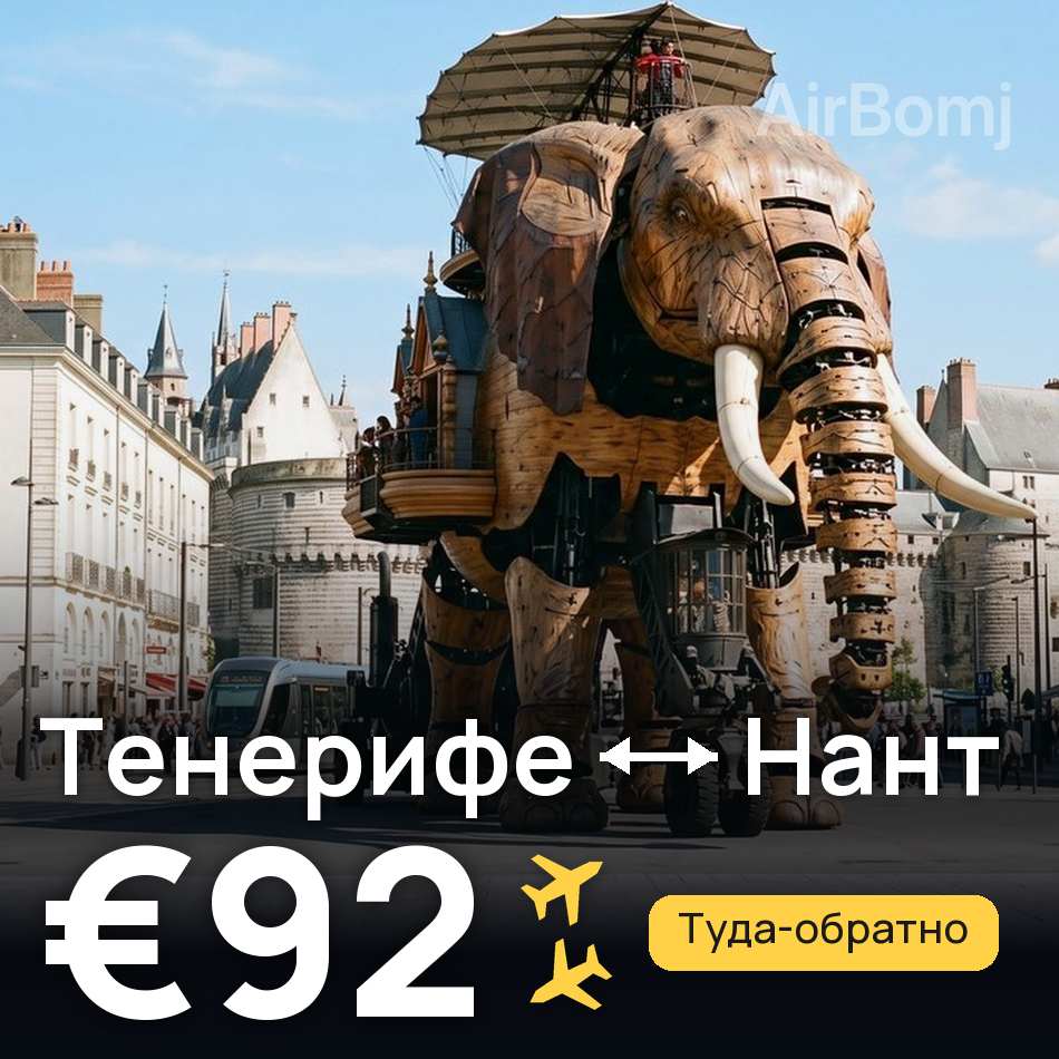 Авиабилет: Тенерифе — Нант, €92