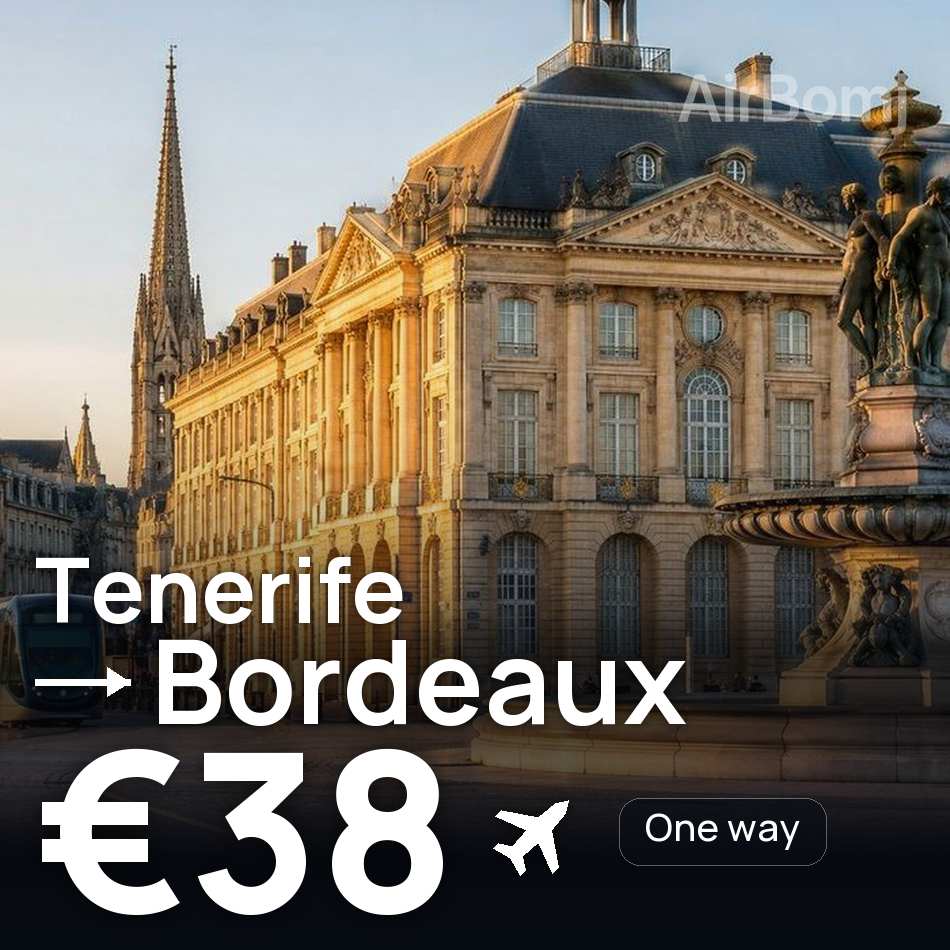 Biglietto aereo: Tenerife — Bordeaux, €38