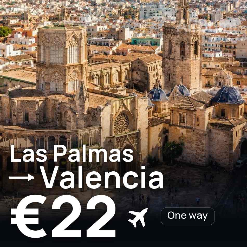 Biglietto aereo: Palmas de Gran Canaria — Valencia, €22