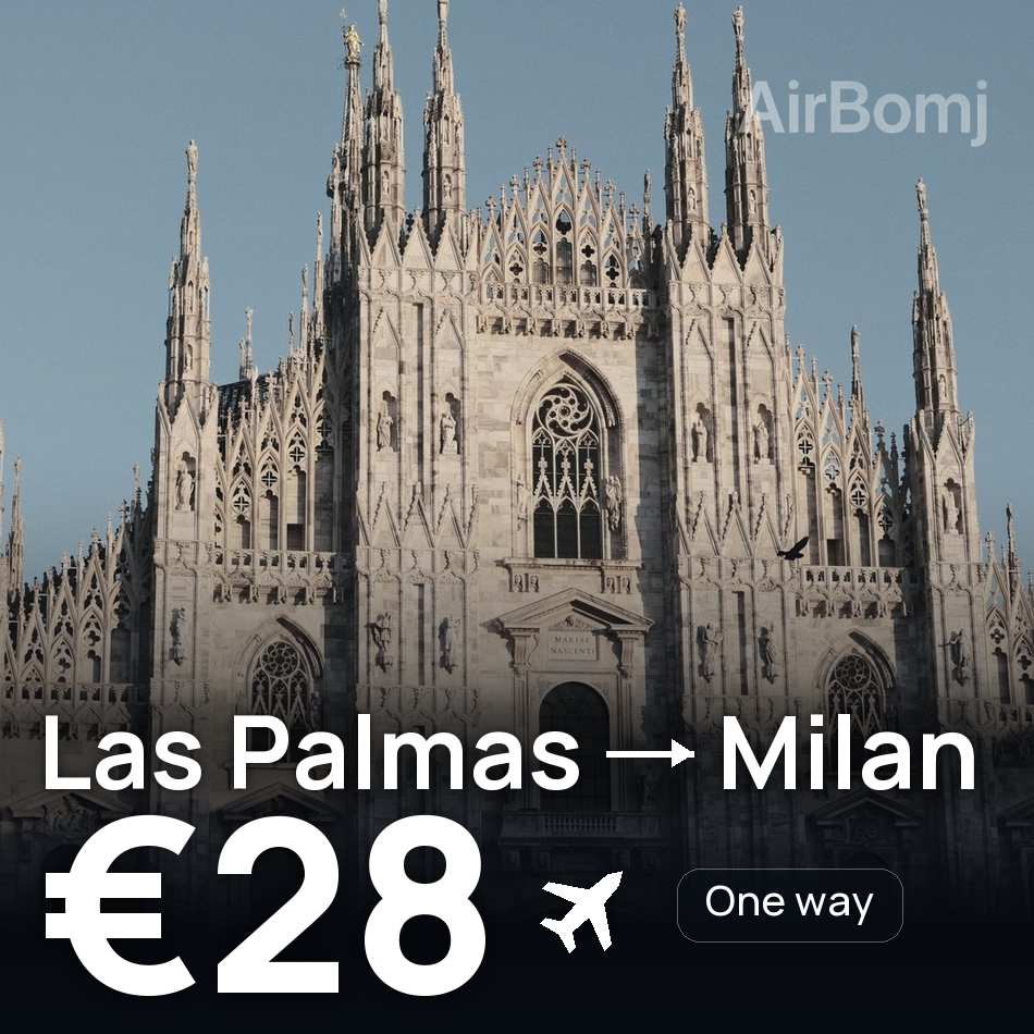 Biglietto aereo: Palmas de Gran Canaria — Milano, €28