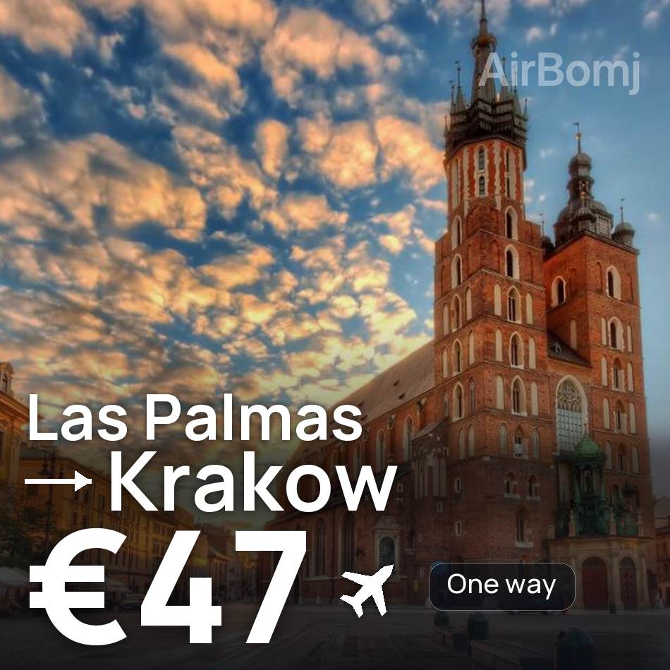 Biglietto aereo: Palmas de Gran Canaria — Cracovia, €47