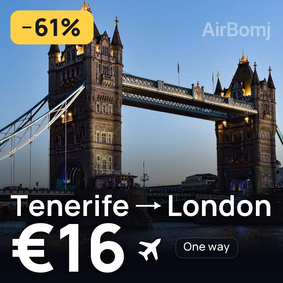Biglietto aereo: Tenerife — Londra, €16