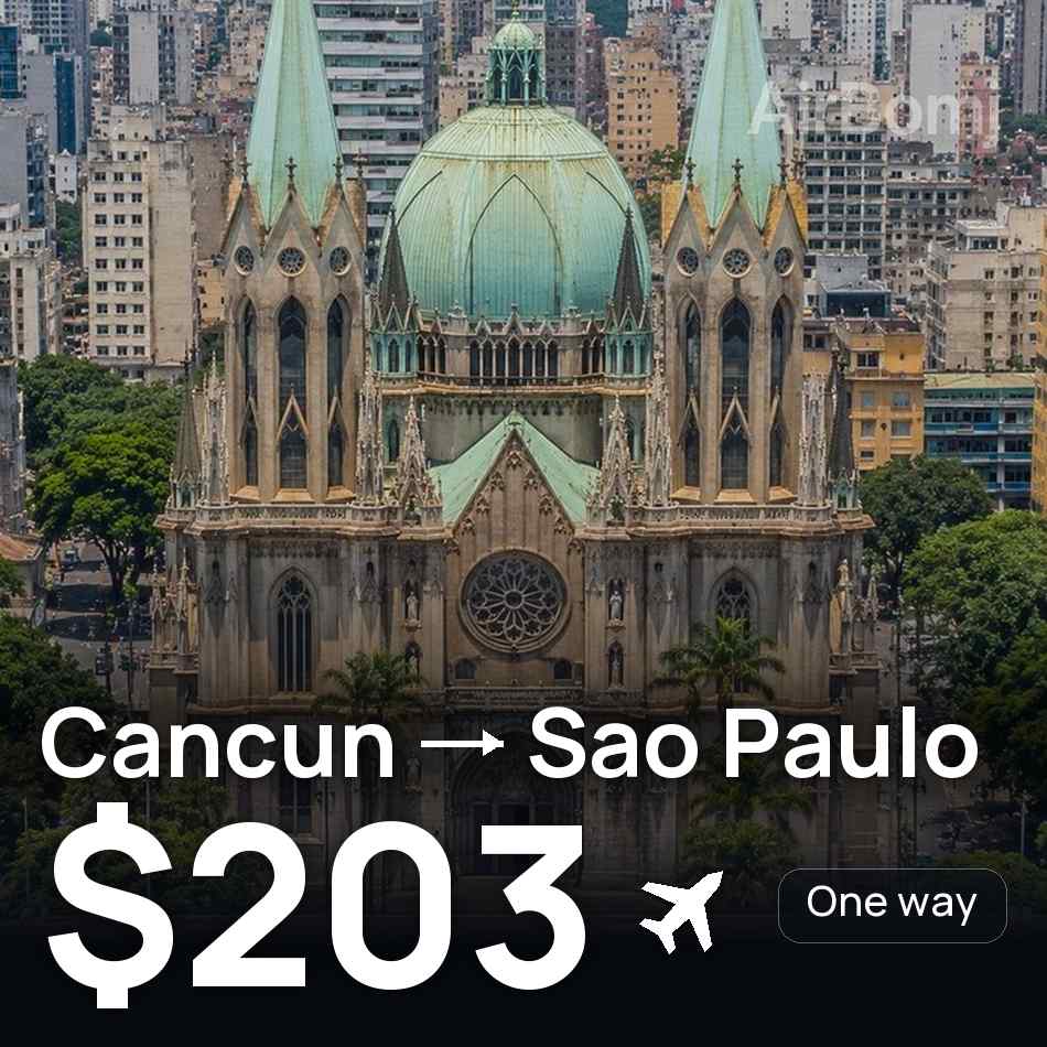 Billete de avión: Cancún — São Paulo, $203