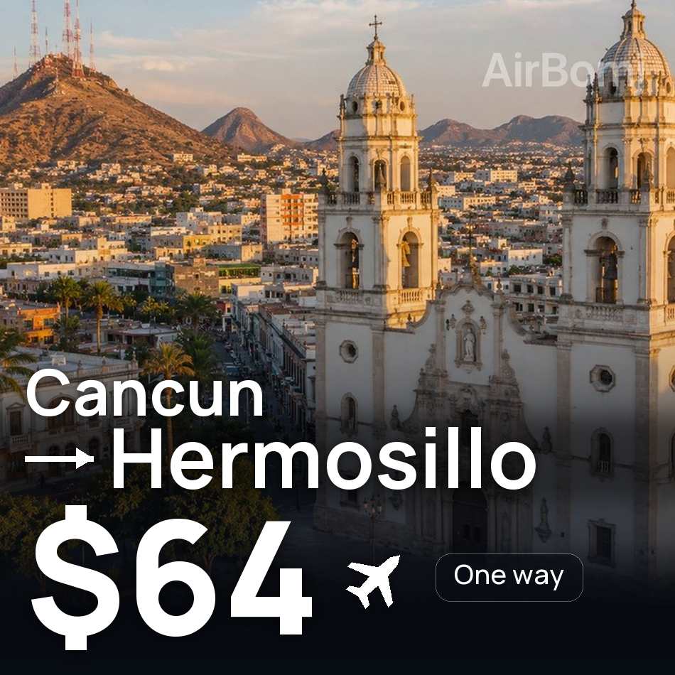 Billete de avión: Cancún — Hermosillo, $64