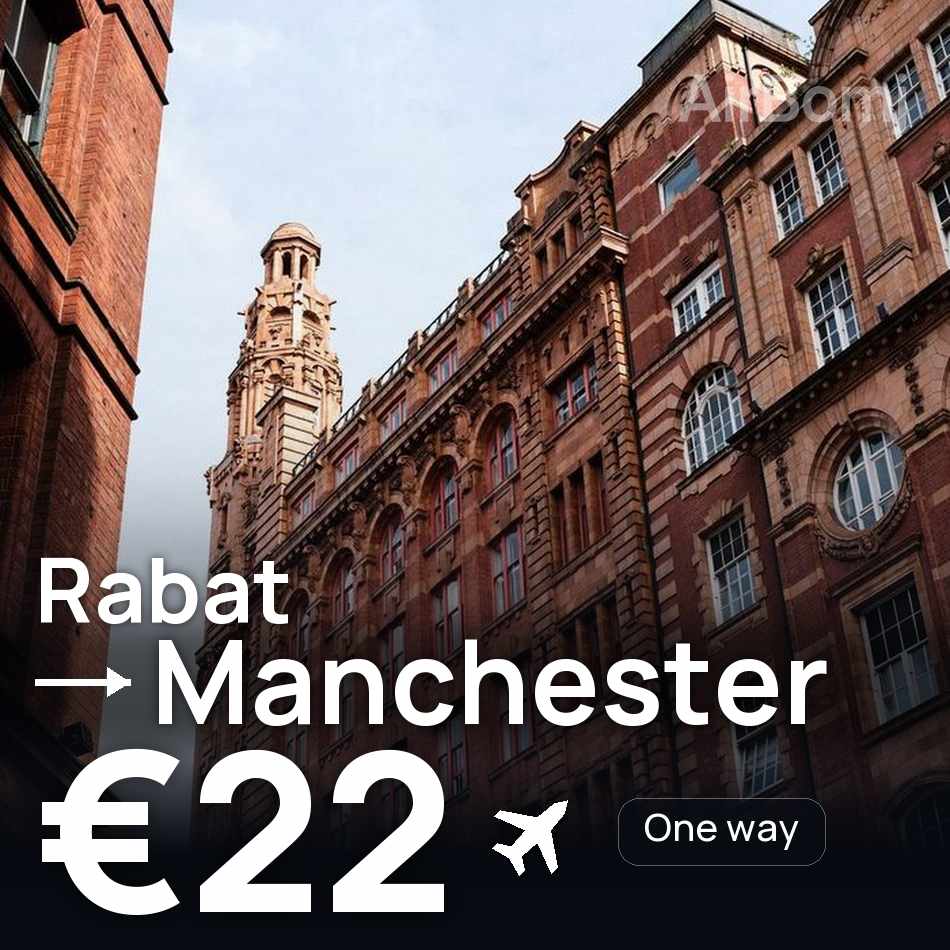 Flight ticket: Rabat to Manchester, €22