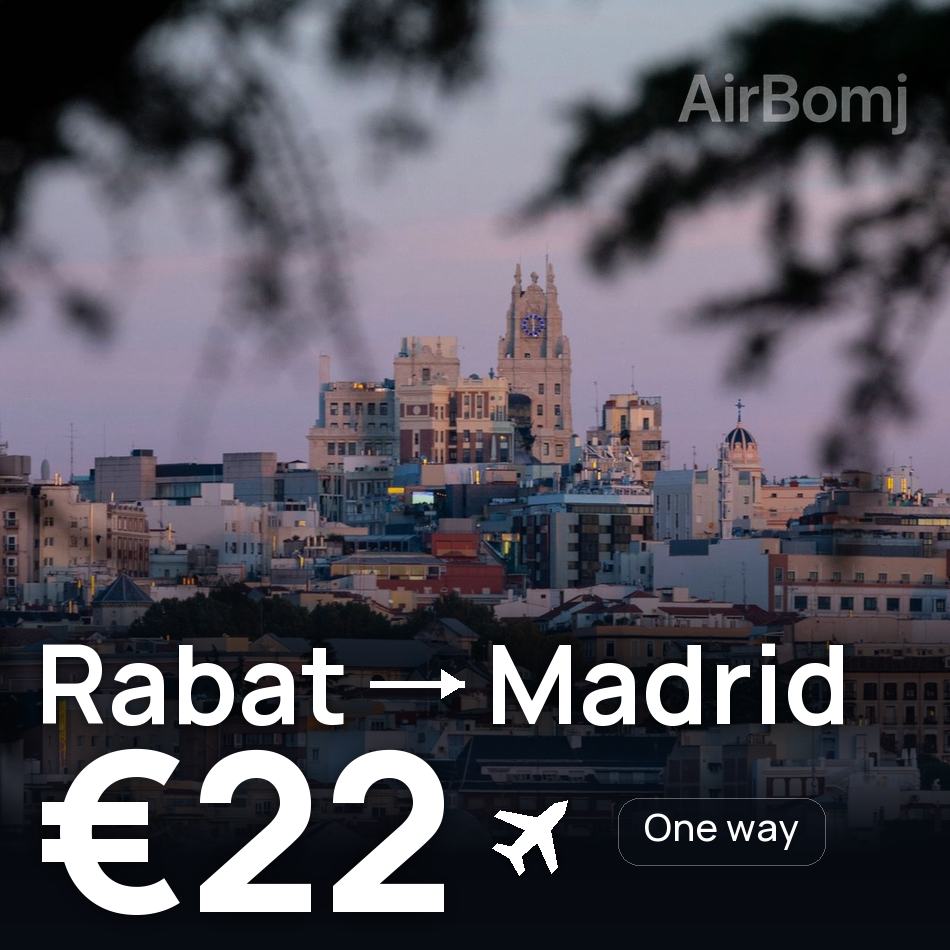 Flight ticket: Rabat to Madrid, €22