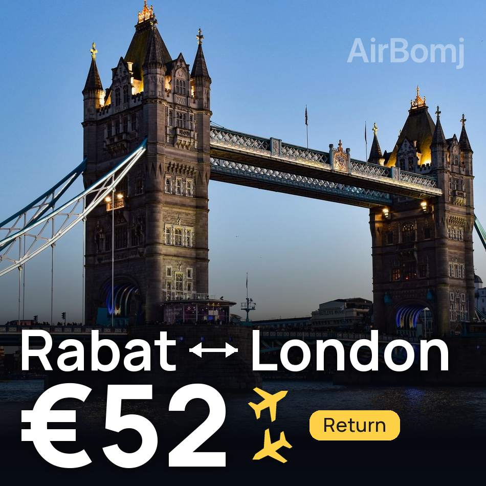 Flight ticket: Rabat to London, €52