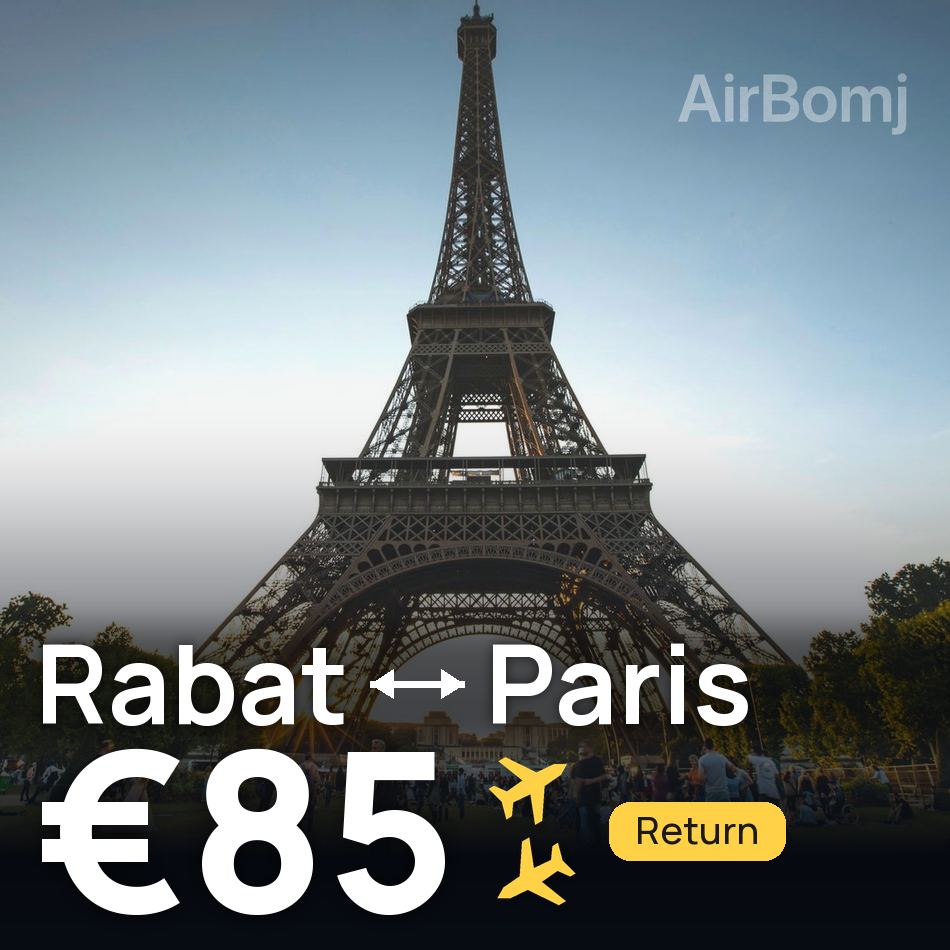 Flight ticket: Rabat to Paris, €85