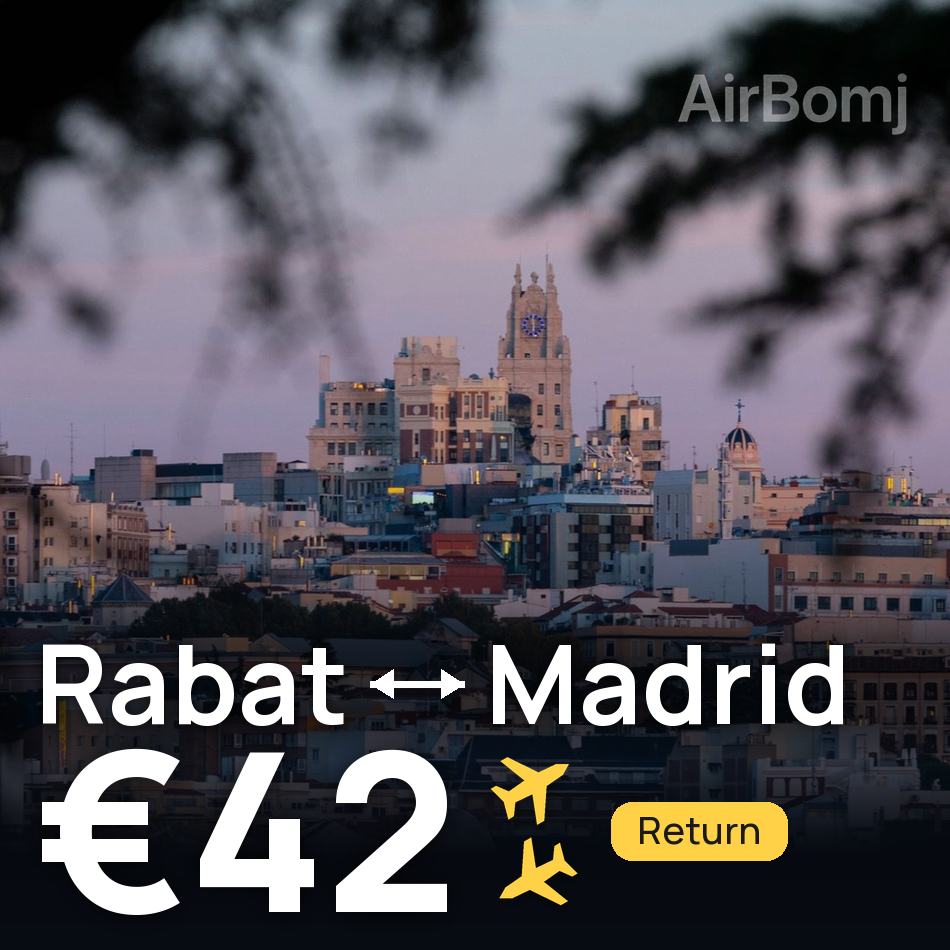Flight ticket: Rabat to Madrid, €42