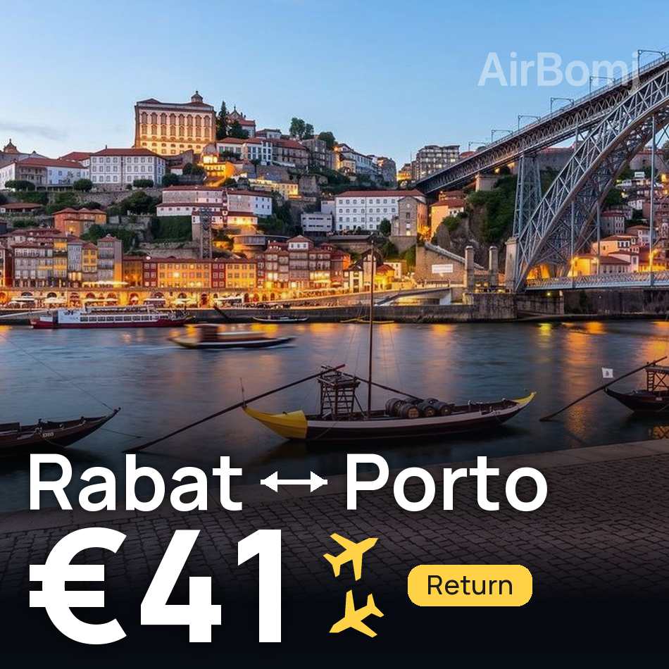 Flight ticket: Rabat to Porto, €41