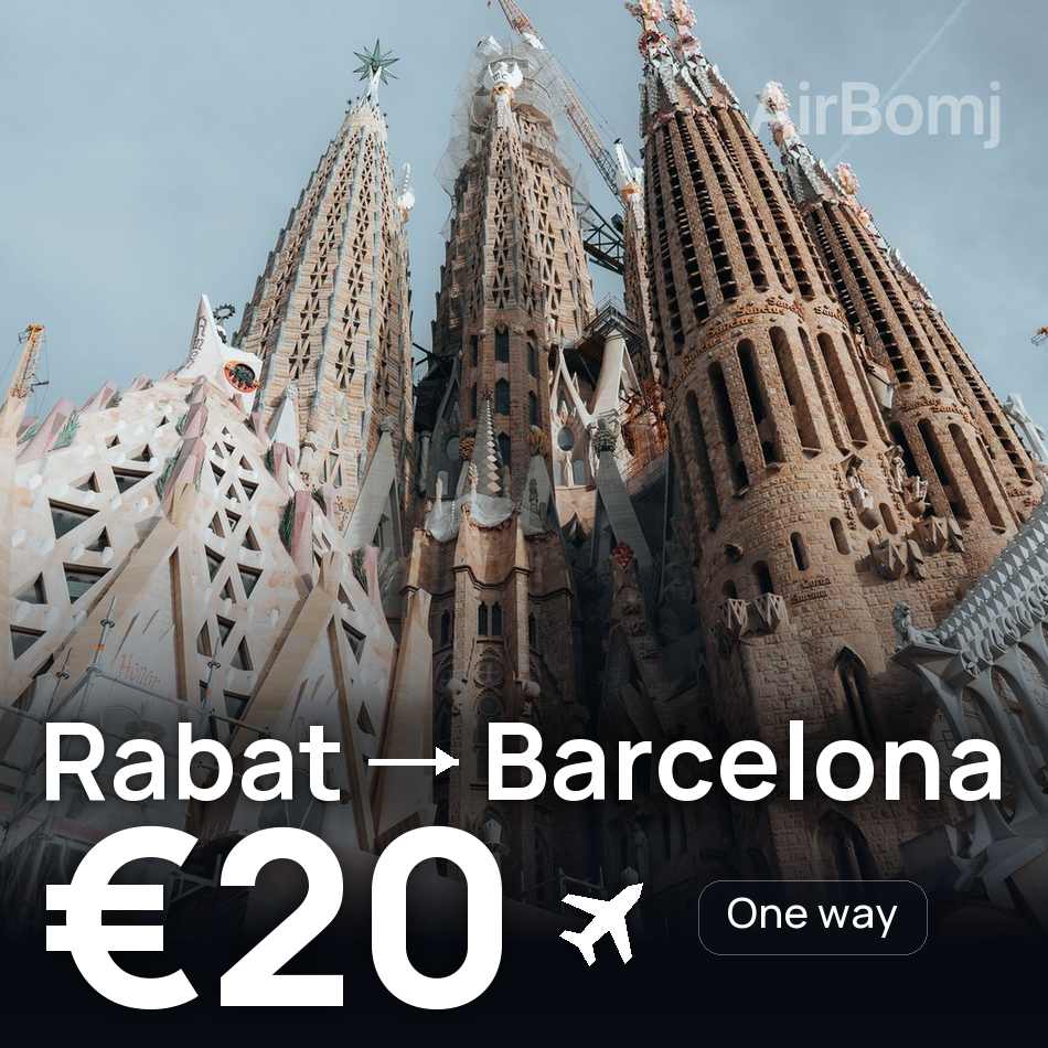 Flight ticket: Rabat to Barcelona, €20