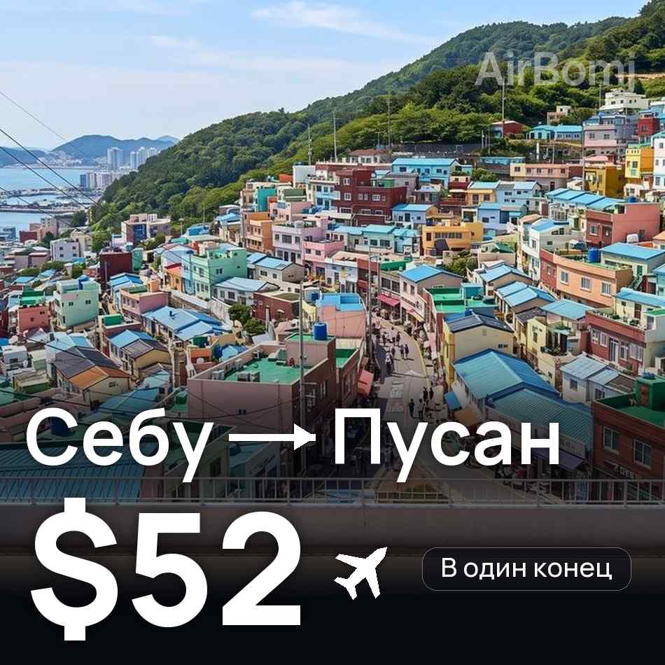 Авиабилет: Себу — Пусан, $52