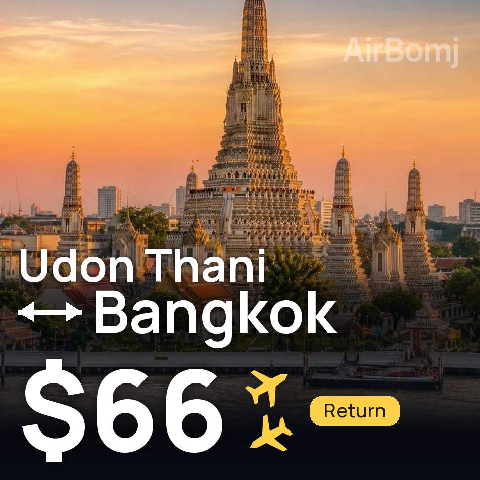 Bilet de avion: Udon Thani — Bangkok, $66