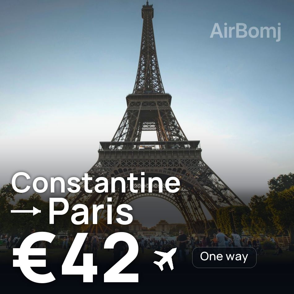 تذكرة طيران: قسنطينة — باريس، €42